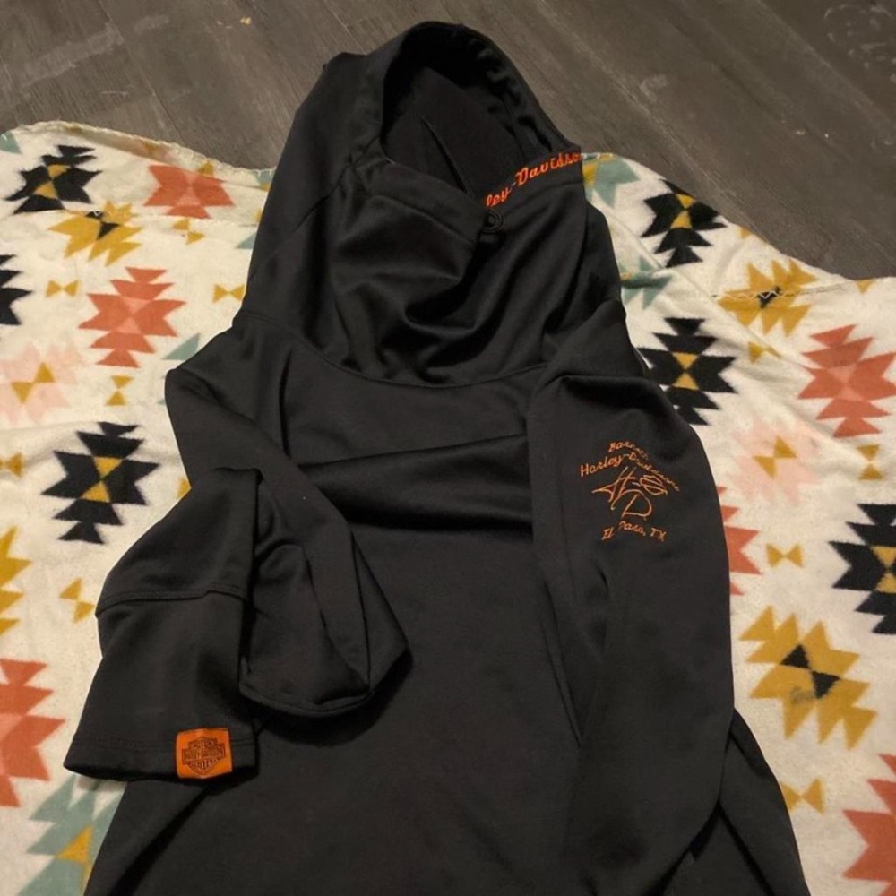 Harley-Davidson Black and Orange Women's Crew Neck Sweater
